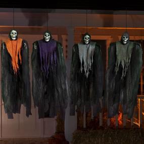 img 4 attached to 🎃 JOYIN 4-Pack of 24" Hanging Grim Reapers - Halloween Ghosts with Vibrantly Colored Flowing Robes for Outstanding Halloween Decorations