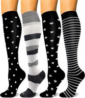 🧦 premium hltpro compression socks (4 pairs) for women & men - optimal support for running, travel, athletic, nursing, and medical needs логотип