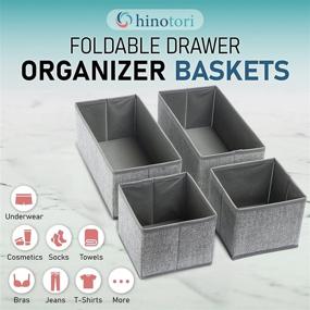 img 2 attached to 📦 Hinotori Closet Drawer Organizer Bins 4 Pack – Storage Basket Dividers for Clothes, Underwear, Socks – Cloth Container Cubes for Home Organization, Closet, Shelves, Dresser