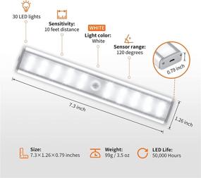 img 1 attached to 🔦 Otdair 30 LED Closet Lights 3 Pack - Dimmable Motion Sensored, Rechargeable Under Cabinet Lighting Stick-on Anywhere for Kitchen, Wardrobe, Stairs, Bedroom, Hallway