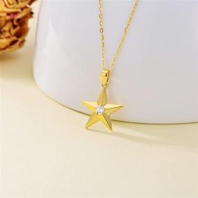 img 3 attached to 🌙 14K Solid Yellow Gold Dainty Celestial Pendant Necklace - WSX Star/Moon/Sun Jewelry for Women, Ideal Gift for Her or Girl