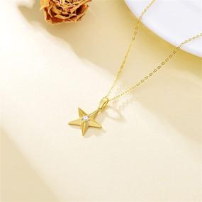 img 2 attached to 🌙 14K Solid Yellow Gold Dainty Celestial Pendant Necklace - WSX Star/Moon/Sun Jewelry for Women, Ideal Gift for Her or Girl