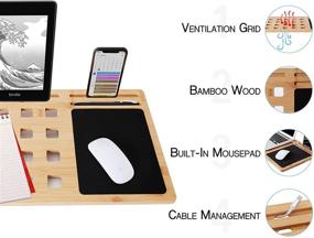 img 2 attached to 🔥 Боковой столик SideTrak для ноутбука: идеально подходит для работы из дома, подходит для ноутбуков от 11” до 15”, элегантный дизайн для обеспечения вентиляции, в комплекте с пазлом для мыши и управлением кабелями, изготовлен из долговечного бамбука.