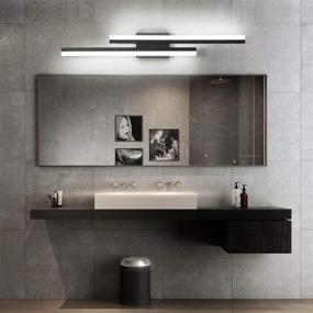 img 3 attached to 💡 Modern Black LED Vanity Light Fixtures: PRESDE 32in Dimmable Over Mirror Lighting with Cold White 6000K