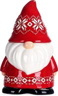 🎅 bico red christmas gnome cookie jar: 11 inch air tight, handpainted, dishwasher safe логотип