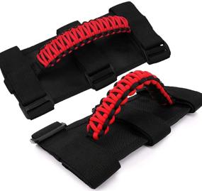 img 4 attached to 🚙 Grab Handles for Jeep Wrangler - Cartaoo Premium Paracord Grips with Interior Accessories for Roll Bar Straps. Compatible with Gladiator CJ YJ TJ JK JL UTV