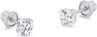 👧 children's stud screwback earrings - 10k white gold basket round cz solitaire cubic zirconia baby girls jewelry logo