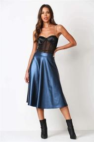 img 3 attached to Womens Leather Flare Skirt Medium Women's Clothing for Skirts