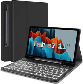 img 4 attached to 🔌 Wineecy Galaxy Tab S7 11 inch 2020 Keyboard Case with Backlit Wireless Detachable Keyboard and Protective Cover - Black, SM-T870/T875 Compatible