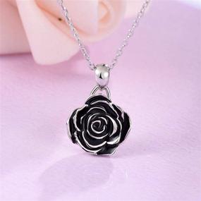 img 1 attached to 🌹 Exquisite 925 Sterling Silver Rose Flower Necklace for Women: Romantic Jewelry Gift