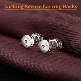 img 2 attached to 💎 DELECOE 2-Pairs Paris Sterling Silver Locking Earring Backs Replacements for Diamond Studs, 18K White Gold Plated Screw Earring Backs, Hypoallergenic &amp; Secure, No Fading Comfort Earring Backs (Gold &amp; Silver)