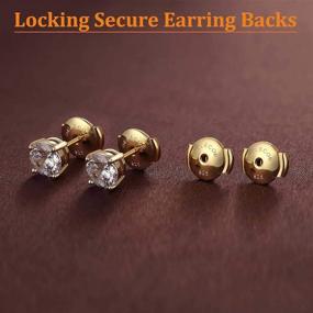 img 1 attached to 💎 DELECOE 2-Pairs Paris Sterling Silver Locking Earring Backs Replacements for Diamond Studs, 18K White Gold Plated Screw Earring Backs, Hypoallergenic &amp; Secure, No Fading Comfort Earring Backs (Gold &amp; Silver)