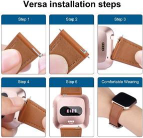 img 1 attached to POHNUI 3 Pack Leather Bands for Fitbit Versa 2/Versa/Versa Lite/Versa SE - Adjustable Soft Leather Replacement Straps for Women and Men