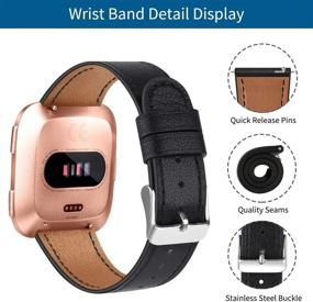 img 3 attached to POHNUI 3 Pack Leather Bands for Fitbit Versa 2/Versa/Versa Lite/Versa SE - Adjustable Soft Leather Replacement Straps for Women and Men