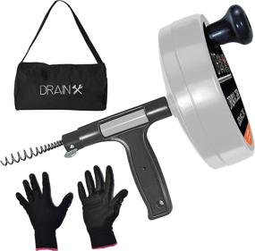 img 4 attached to DrainX Pro 50-FT Heavy Duty Steel Drum Drain 🔧 Auger: Ultimate Plumbing Drain Snake with Work Gloves and Storage Bag