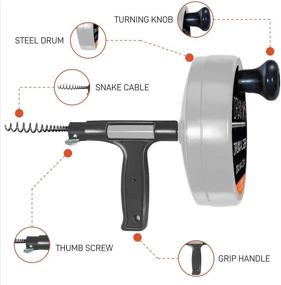 img 3 attached to DrainX Pro 50-FT Heavy Duty Steel Drum Drain 🔧 Auger: Ultimate Plumbing Drain Snake with Work Gloves and Storage Bag