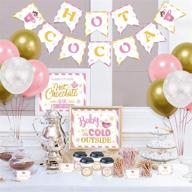 🎉 celebrate the winter season with our hot cocoa bar decoration kit- featuring pink gold snowflake balloons and hot cocoa banner логотип