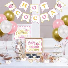 img 4 attached to 🎉 Celebrate the Winter Season with our Hot Cocoa Bar Decoration Kit- Featuring Pink Gold Snowflake Balloons and Hot Cocoa Banner