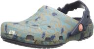 🐊 crocs chameleons shark clog (toddler/little kid/big kid), light blue/navy, size 2 little kid logo