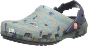 img 4 attached to 🐊 Crocs Chameleons Shark Clog (Toddler/Little Kid/Big Kid), Light Blue/Navy, Size 2 Little Kid