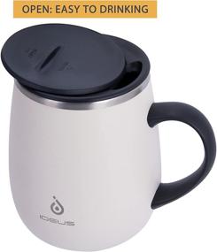 img 3 attached to ☕ Ideus 16oz Insulated Coffee Mug: Spill-proof Lid, Handle, & Sleek Snow Mountain White Design for Home & Office