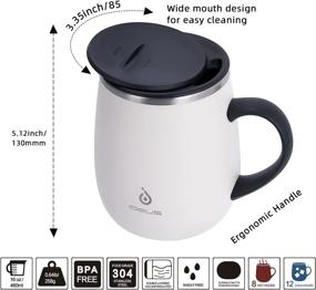 img 1 attached to ☕ Ideus 16oz Insulated Coffee Mug: Spill-proof Lid, Handle, & Sleek Snow Mountain White Design for Home & Office