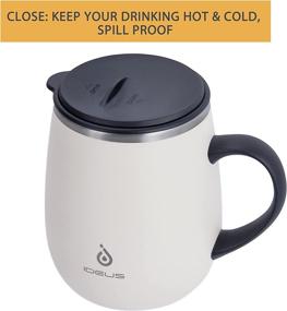 img 2 attached to ☕ Ideus 16oz Insulated Coffee Mug: Spill-proof Lid, Handle, & Sleek Snow Mountain White Design for Home & Office