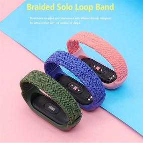 img 2 attached to Премиум плетеный браслет Solo Loop для Xiaomi Mi Band 5/6 - мягкий растягивающийся нейлоновый спортивный браслет для Mi Band 4/3 - женский и мужской запасной ремешок