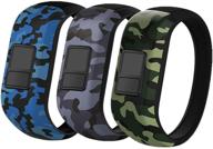 ibrek silicone stretchy replacement bands for garmin vivofit jr/jr 2/3 - small, 3 pack: blue, green, gray camo [no tracker] - perfect watch bands for kids logo