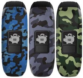 img 3 attached to iBREK Silicone Stretchy Replacement Bands for Garmin Vivofit jr/jr 2/3 - Small, 3 Pack: Blue, Green, Gray Camo [No Tracker] - Perfect Watch Bands for Kids