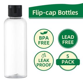 img 2 attached to 💼 Lisapack 3.4Oz Travel Bottles with Flip Cap (5 Pcs) - Convenient Dispenser Containers for Cosmetics (100ml, Clear)