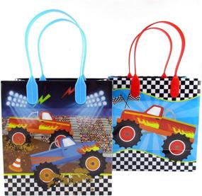 img 3 attached to 🚛 TINYMILLS Monster Truck Birthday Party Favor Set - 108 pcs: 12 Treat Bags, 24 Self-Ink Stamps, 12 Sticker Sheets, 12 Coloring Books, 48 Crayons