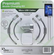 🔌 ubio labs (2-pack) 6ft tangle-free micro usb cable kit for android, samsung, htc, lg, motorola - 6ft woven charge/sync cord with dual usb wall and car charger - 2.4a/4.8a (24w) logo