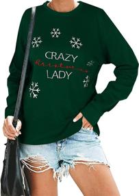 img 4 attached to 🎅 Merry Christmas Sweatshirts For Women: Gnomes Santa Theme, Cute Long Sleeve Pullover Top