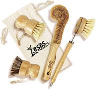 🌿 leses natural bamboo dish scrub brush set: plastic-free eco friendly cleaning brushes for kitchen cleaning - dish, bottle, pots, pans logo