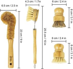 img 2 attached to 🌿 LESES Natural Bamboo Dish Scrub Brush Set: Plastic-Free Eco Friendly Cleaning Brushes for Kitchen Cleaning - Dish, Bottle, Pots, Pans