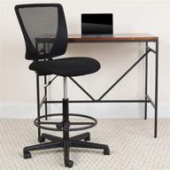 🪑 оптимизированный поиск: стул для черчения flash furniture ergonomic mid-back mesh с черным тканевым сиденьем и регулируемым подстаканником логотип