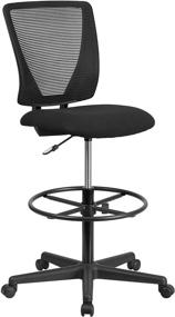 img 3 attached to 🪑 Оптимизированный поиск: стул для черчения Flash Furniture Ergonomic Mid-Back Mesh с черным тканевым сиденьем и регулируемым подстаканником