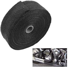 img 2 attached to 🏍️ Maxon Auto Corporation Motorcycle Fiberglass Exhaust Header Pipe Heat Wrap Tape - 2" x 50Ft Roll with 10x Stainless Ties (Black)