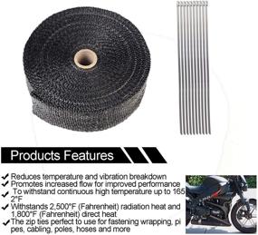 img 3 attached to 🏍️ Maxon Auto Corporation Motorcycle Fiberglass Exhaust Header Pipe Heat Wrap Tape - 2" x 50Ft Roll with 10x Stainless Ties (Black)