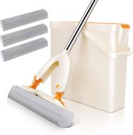 🧽 mastertop sponge mop and bucket set - absorbent pva sponge mop for floors, walls, tiles, showers, rubber floors - home cleaning kit with wringer bucket - 3 pcs logo