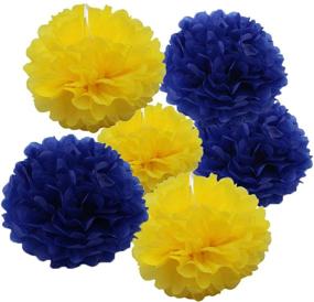 img 2 attached to 🎉 HEARTFEEL 6pcs Navy Blue and Yellow Tissue Paper Pom Poms - Party Decorations Flower Ball for Graduation, Wedding, Bridal & Baby Shower - Wall Table Decoration