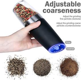 img 1 attached to Electric Salt and Pepper Grinder Set - Pack of 2, Automatic Battery-Operated Salt Mill with Adjustable Coarseness, Blue LED Light, and One-Handed Operation