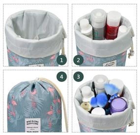 img 2 attached to LAIXING 2-Pack Waterproof Drawstring Makeup Bags for Women and Girls - Travel Barrel Cosmetic Bag Set