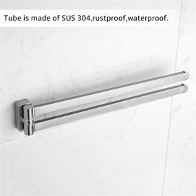 img 3 attached to 🛁 Convenient Swivel Towel Bar in Brushed Nickel for Bathroom Organization: Double-Armed Wall Mount Holder