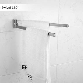 img 2 attached to 🛁 Convenient Swivel Towel Bar in Brushed Nickel for Bathroom Organization: Double-Armed Wall Mount Holder