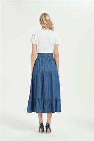 img 2 attached to Trendy Tronjori Womens Denim Skirt: Stylish A-Line, Long Midi Length with Elastic Waist & Drawstring - Tired Pleated Layers