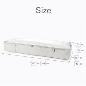 img 1 attached to 🛏️ 2-Pack Underbed Storage Bags, MEETMISS Organizers with Handle & Metal Zipper - Polyester-Cotton Fabric Bins for Comforter Clothes Blanket Shoes Sweaters Quilt - Grey