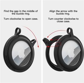 img 1 attached to 🔑 PZOZ AirTag Case Keychain: Anti-Lost Holder with Screen Protector for Apple AirTag (1 Pack, Black)