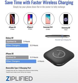 img 2 attached to 🔌 Беспроводная зарядная панель Ziplified Premium Fast, 10W Qi с кабелем USB к USB-C для iPhone 11, XR, XS, XS Max, X, Samsung Galaxy S10e, S10, S9 и других устройств, совместимых с Qi